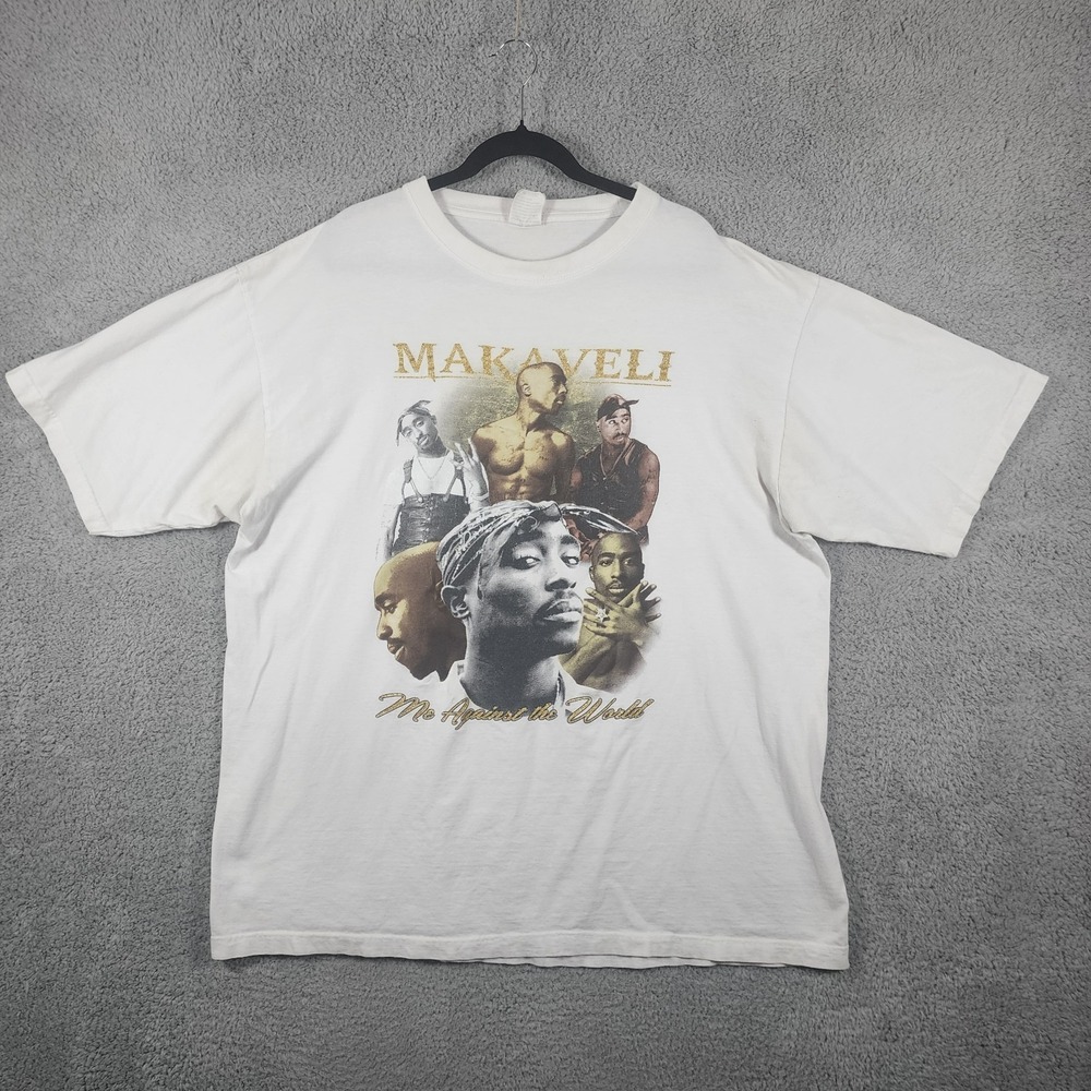 Vtg Tupac Shakur Makaveli T-Shirt 3XL Me Against The World HipHop Rap Y2K 2Pac